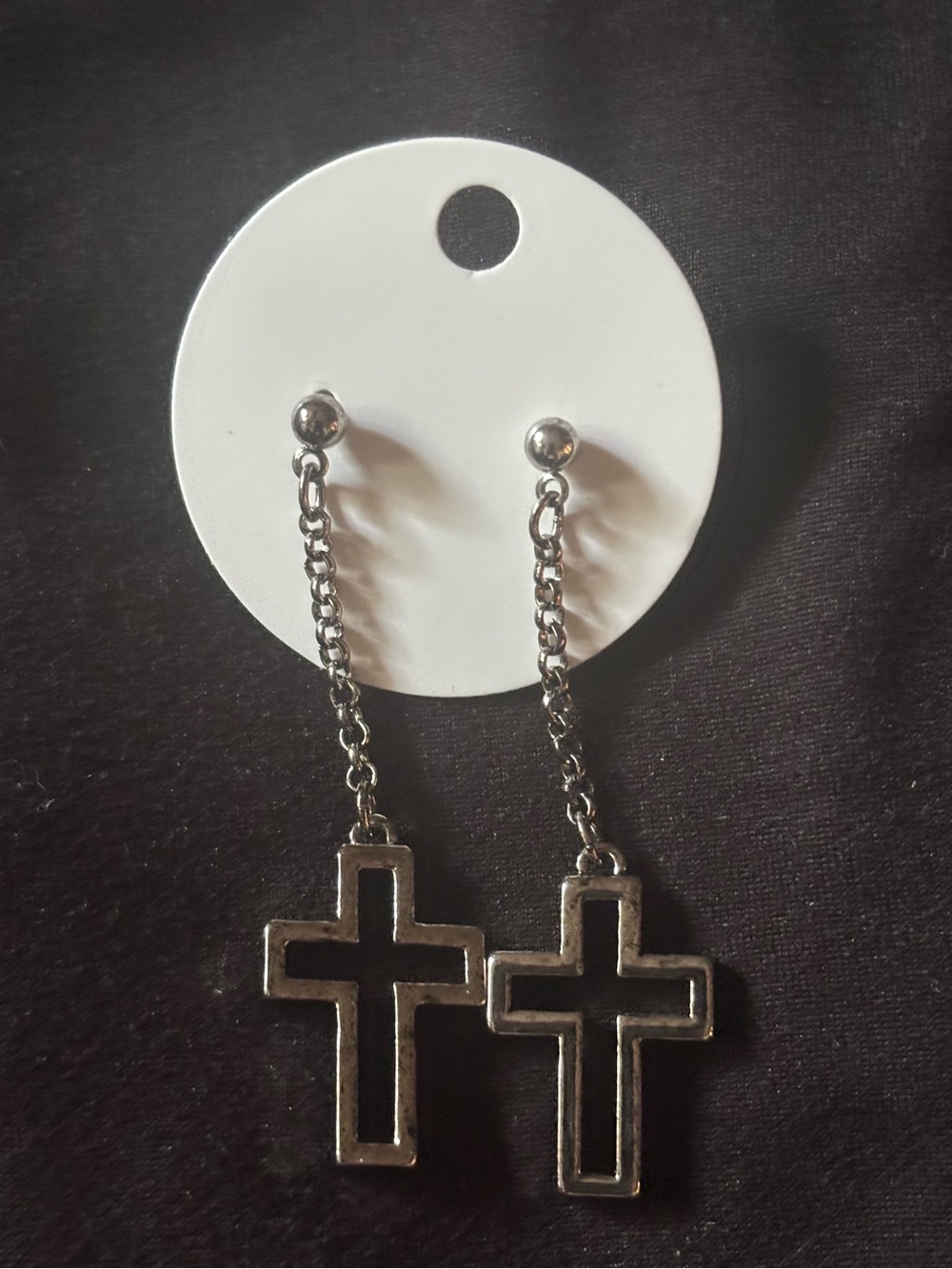 dangly cross stud earrings